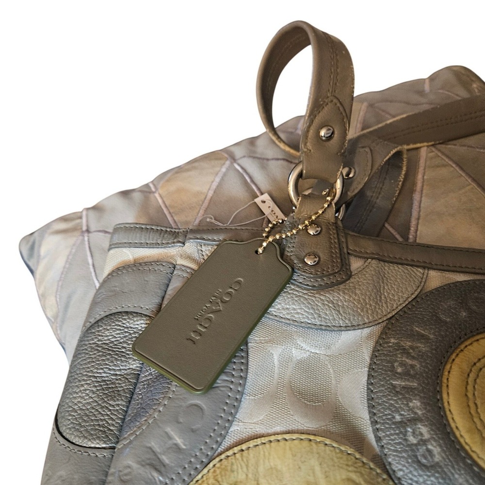 Coach Signature Circle Patchwork Leather Shoulder… - image 3